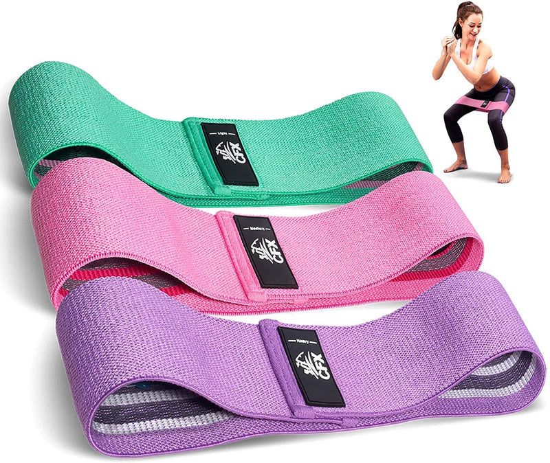 CFX Resistance Bands 3 Sets, Premium Exercise Bands with Non-Slip Design for Hips & Glutes, 3 Resistance Level Workout Booty Bands for Women and Men,Home Training,Fitness,Yoga Green,Pink,Purple - NewNest Australia