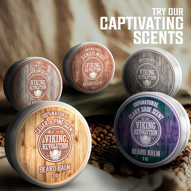 Viking Revolution Beard Balm with Bay Rum Fragrance & Argan & Jojoba Oil - Styles, Strengthens & Makes Beards & Mustaches Soft - Leave in Conditioner Wax for Men - NewNest Australia