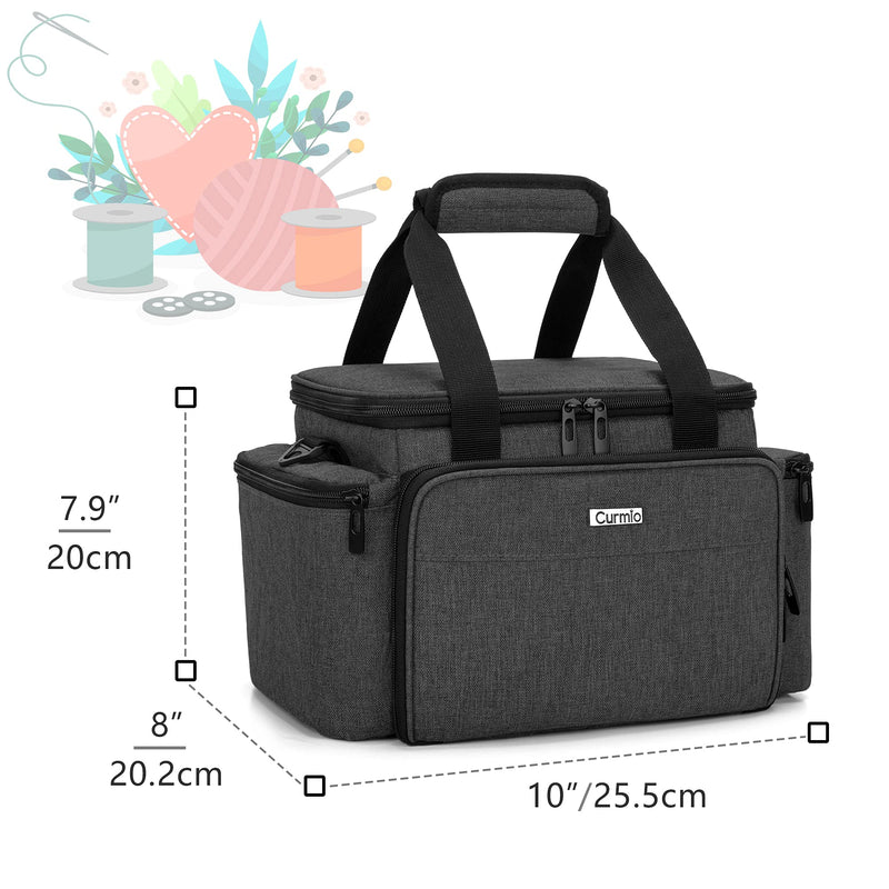 CURMIO Sewing Accessories Organizer, Large Sewing Supplies Storage Bag with Shoulder Strap for Spool Thread, Scissor and Sewing Needles, Black (Bag Only) - NewNest Australia