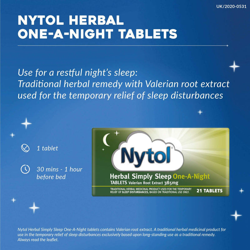 Nytol Herbal Simply Sleep One A Night Tablets - Herbal Remedy with natural active ingredients used to aid restful sleep - 21 Count (Pack of 1) - NewNest Australia