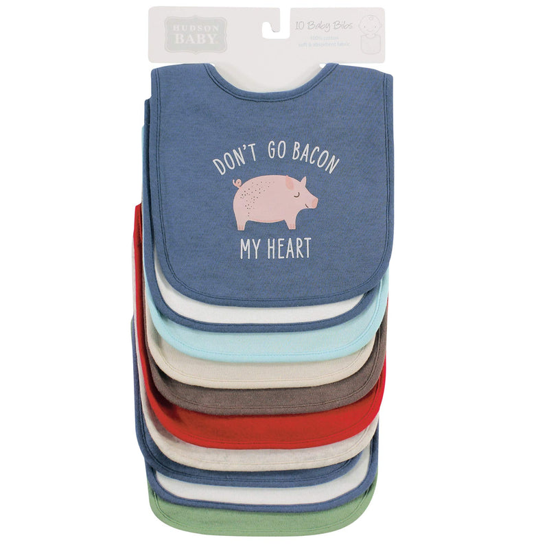 Hudson Baby Cotton Bibs Bacon My Heart One Size - NewNest Australia