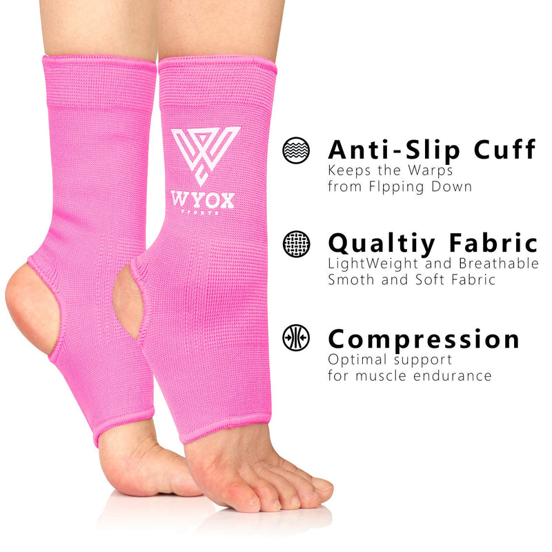 WYOX Ankle Wraps Support Boxing Gear for Men Women Muay Thai Ankle Support Kickboxing Wraps Gym Ankle Support (Pair) Pink L / XL (Women 7.0 - 10.5/ Men 6.0 - 9.5) - NewNest Australia