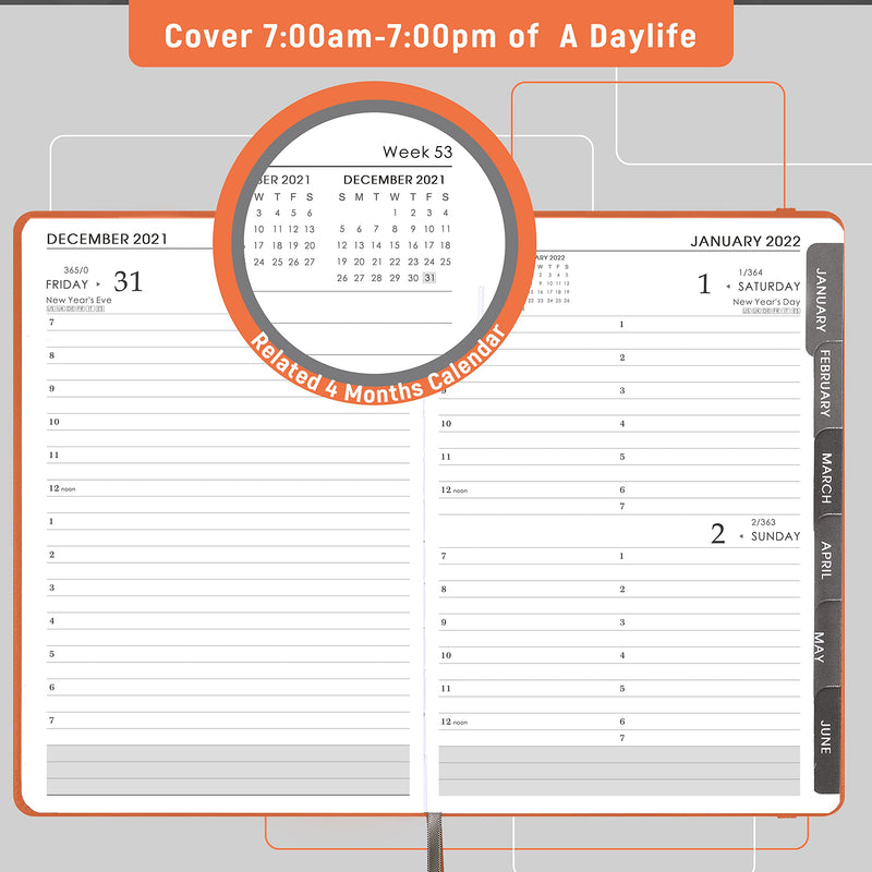 2022 Appointment Book & Planner - Daily Hourly Planner 2022 from Jan 2022 - Dec 2022, 5.75" X 8.25", 60-Minute Interval, Faux Soft Leather Cover, Premium Paper, Pen Loop, Inner Pocket, Brown - NewNest Australia