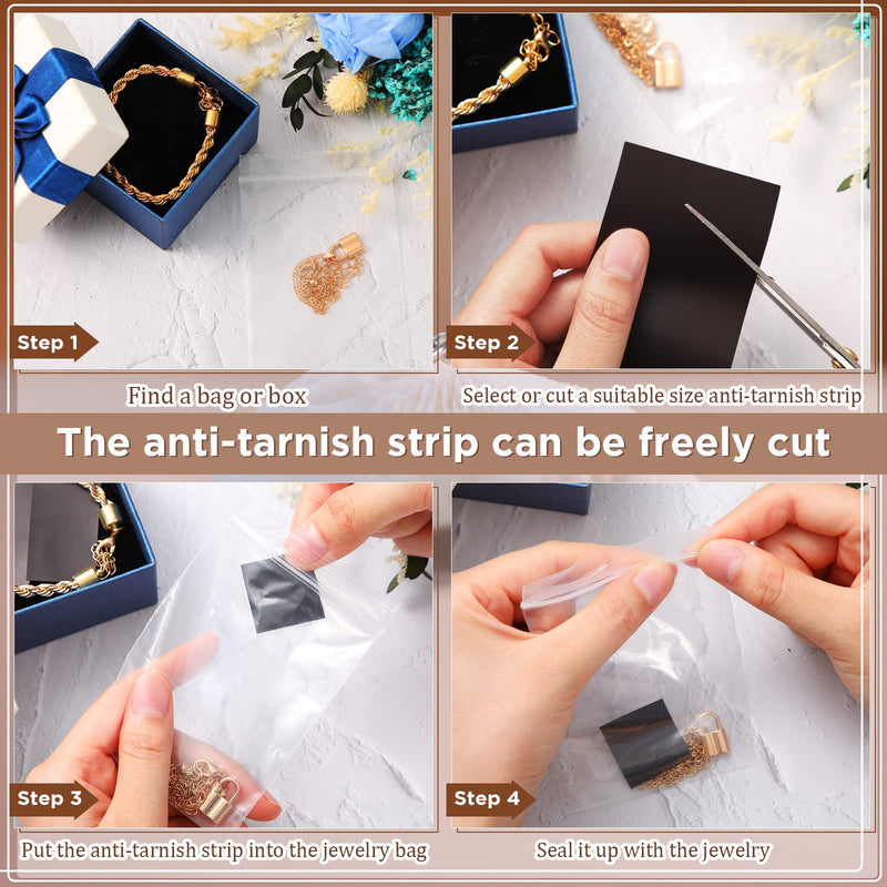50 Pieces Anti Tarnish Strips Tabs 7 x 2 Inch Silver Tarnish Strips Paper Tabs Silver Jewelry Tarnish Protector Black Anti Tarnish Squares for Jewelry Storage - NewNest Australia