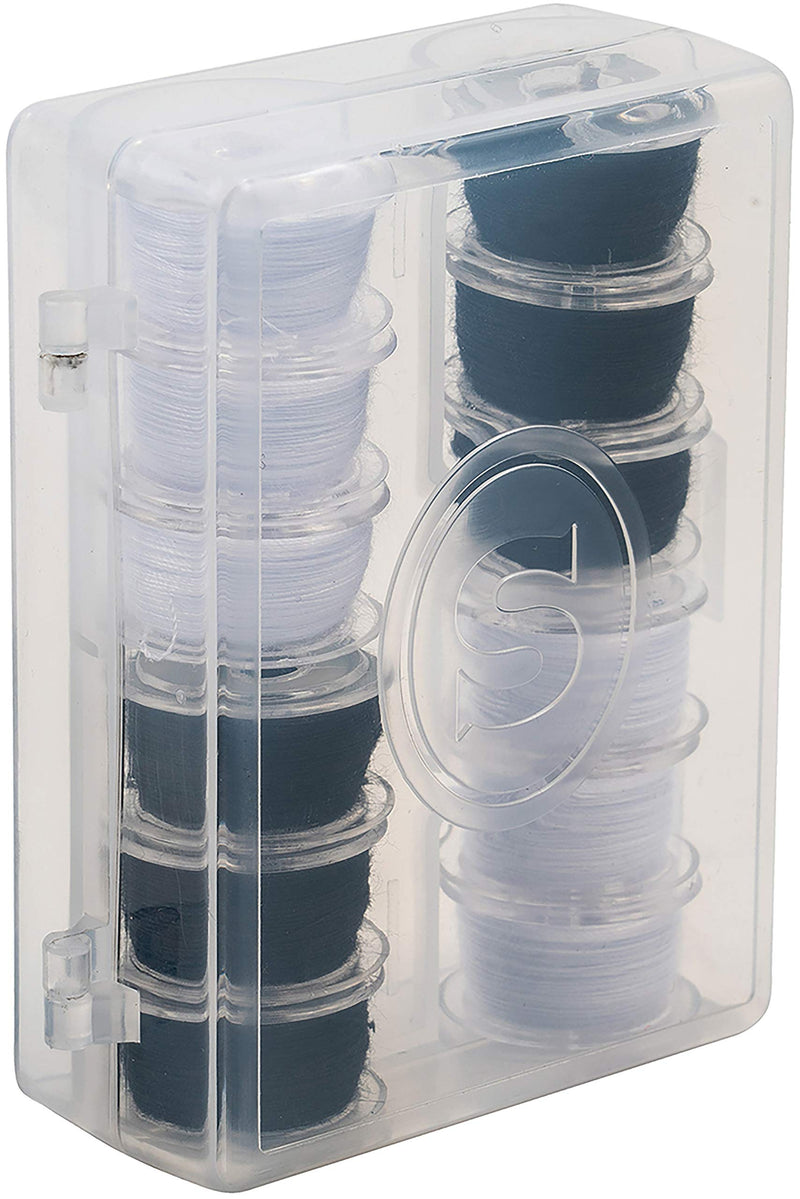 SINGER 42145 Class 15 Black & White Threaded Bobbins, Black, White 12 Count - NewNest Australia