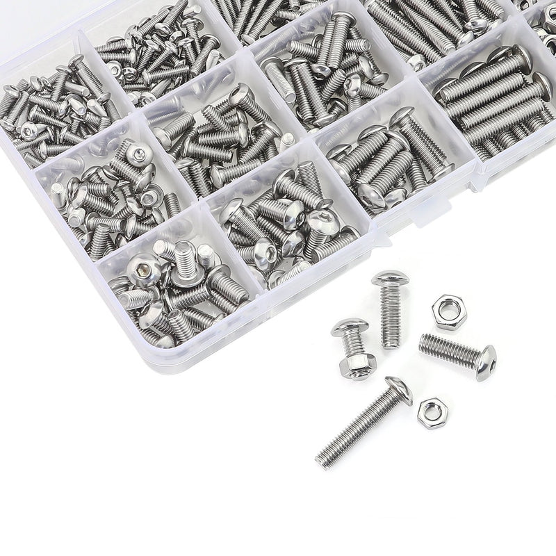 Sutemribor M3 M4 M5 Stainless Steel Button Head Hex Socket Head Cap Bolts Screws Nuts Assortment Kit, 540PCS - NewNest Australia