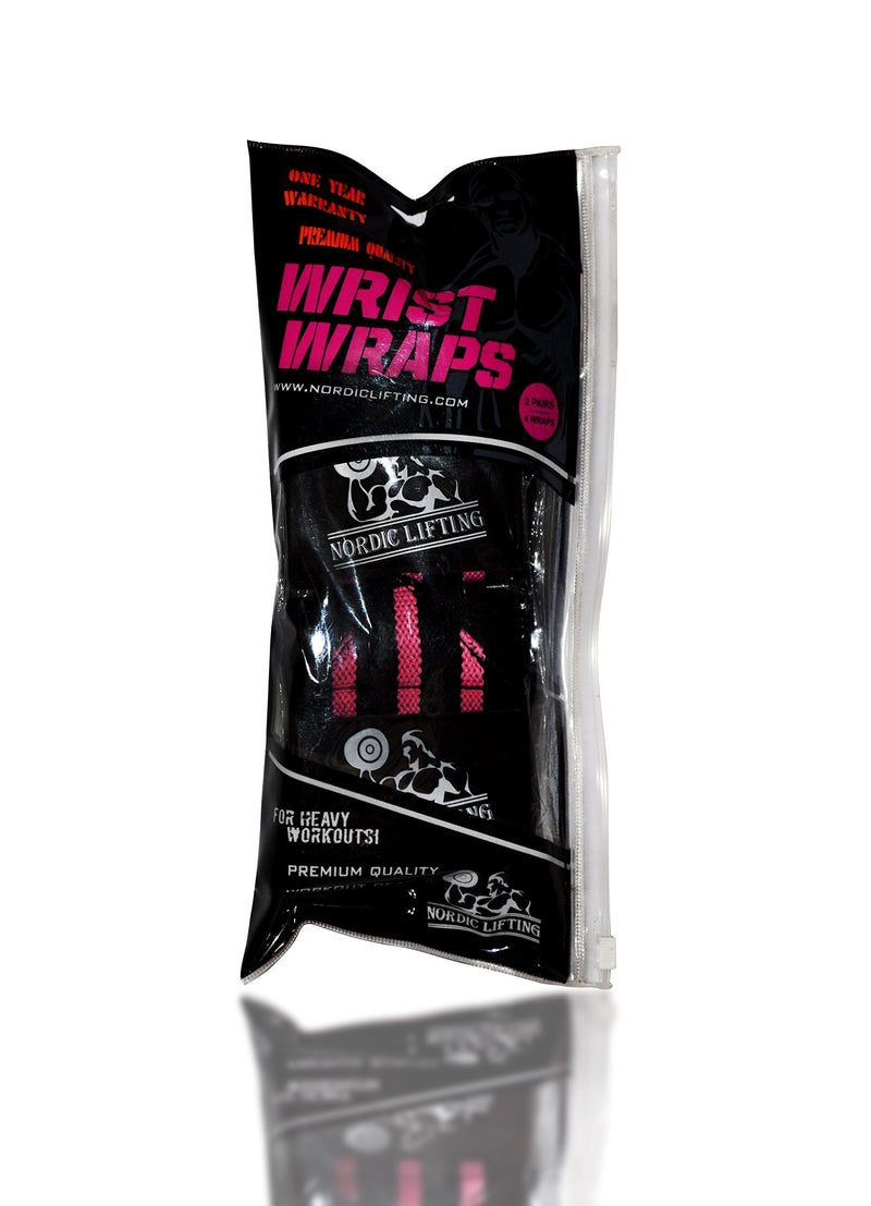 Nordic Lifting Wrist Wraps (2 Pairs/4 Wraps) 14" for Weightlifting | Cross Training | Powerlifting - for Women & Men - Improve Hand Strength & Support During Weight Lifting 1 Year Warranty Black/Pink & Black/Purple - NewNest Australia