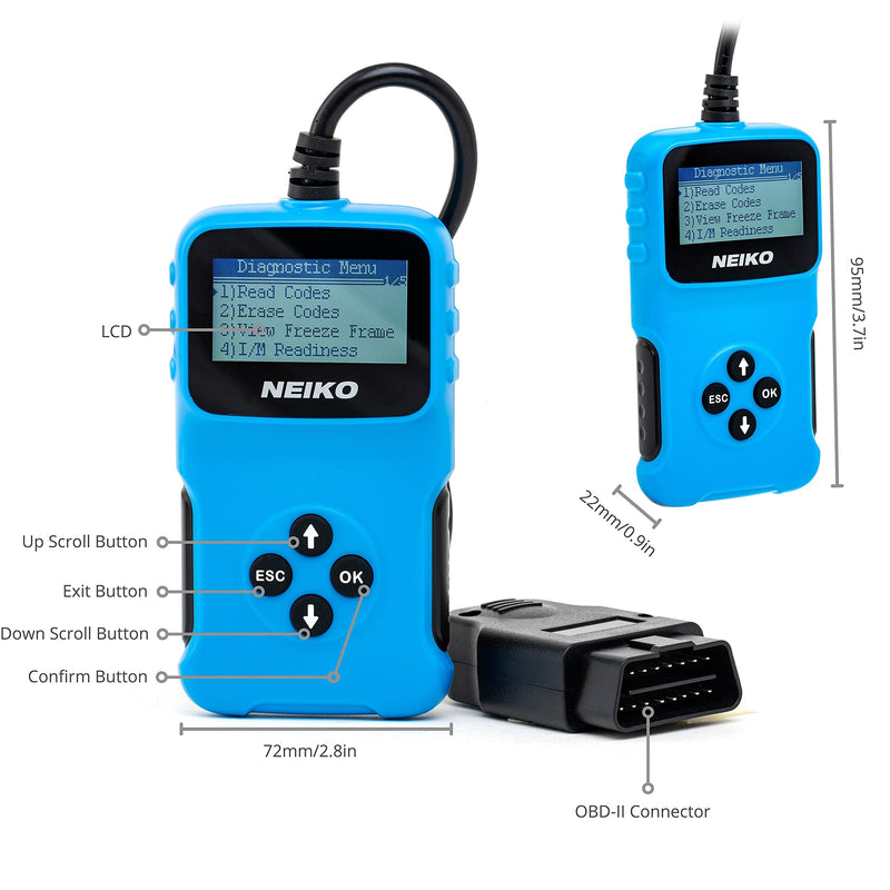 NEIKO 40500A OBD2 Scanner | Car Code Decoder, Reader & Eraser | Automotive Check Engine Light Diagnostic | Read & Clear Emission & Fault Codes | 9 Protocols | OBD II, EOBD, & CAN Vehicles - NewNest Australia