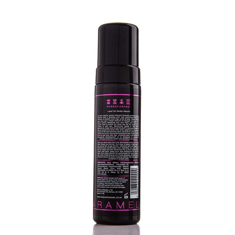 Rose & Caramel Intensity Dark Bronzed Self Tanning Mousse 200ml. Bronze, Sunless Self Tanner, Hydrating & Longlasting. Dark Fake Tan - NewNest Australia