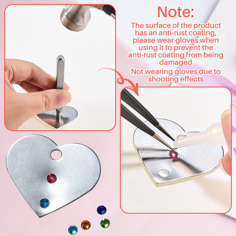 Flat Back Crystals Setter Metal Stamping Punches Kit Includes 3 Pieces Jewelry Metal Stamping Tool for DIY, 1.8 mm, 2.5 mm, 4 mm and 1500 Pieces Multi Colored Rhinestones Crystals - NewNest Australia