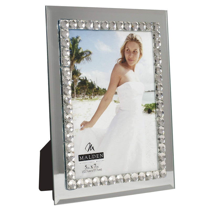 NewNest Australia - Malden International Designs Malden Brilliance Jewel Mirror Picture Frame, 5x7, Mirrored 