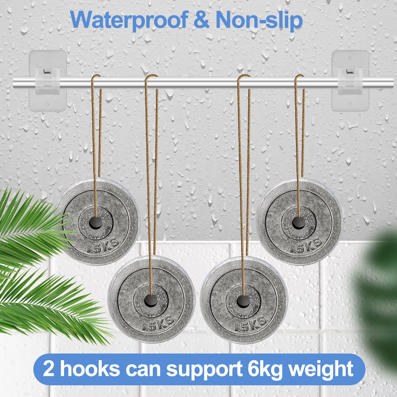 8PCS No Drill Curtain Rod Brackets Upgraded Curtain Rod No Drilling Self Adhesive Curtain Rod Hooks with Screws, Nail Free Adjustable Curtain for Poles Less Than 4cm in Diameter (Transparent) Transparent - NewNest Australia