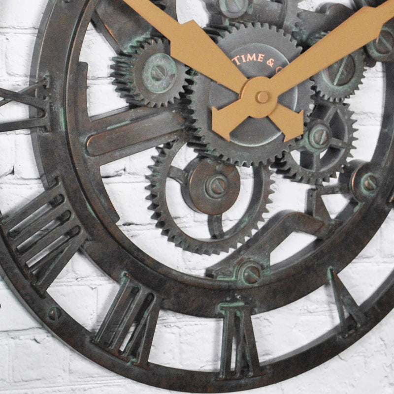 NewNest Australia - FirsTime & Co. Oxidized Gears Wall Clock, 15", Metallic Teal 