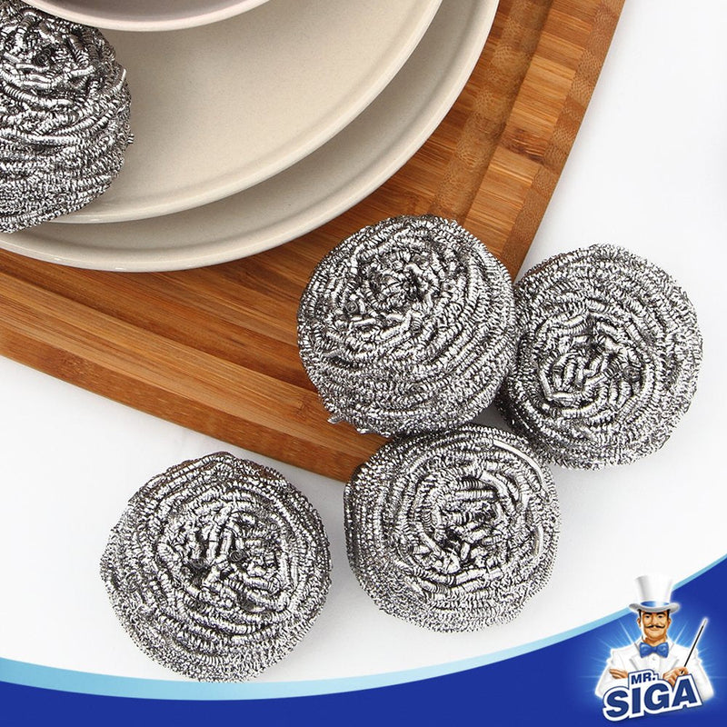 MR.SIGA Stainless Steel Scourer,Pack of 12,30g 12 Pack - Stainless Steel - NewNest Australia