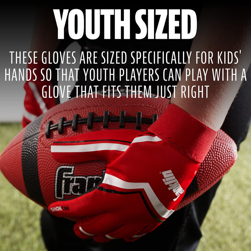 Franklin Sports Youth Football Receiver Gloves - Shoktak Youth Gloves - Kids Football Receiver Gloves - High Grip Football Gloves for Kids Youth Medium Black/Red - NewNest Australia