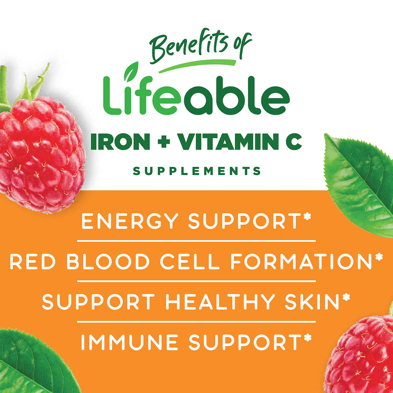 Lifeable Iron for Kids – with Vitamin C – 10mg – Great Tasting Natural Flavor Gummy Supplement – Gluten Free Vegetarian GMO-Free Chewable – for Anemic and Iron Deficient – for Children – 90 Gummies - NewNest Australia