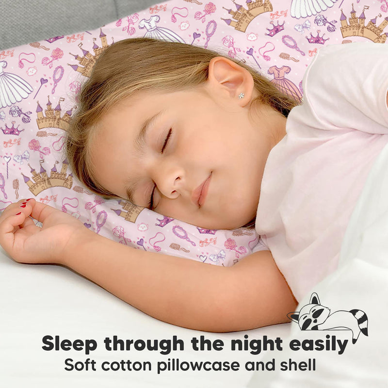 Toddler Pillow with Pillowcase - 13X18 Soft Organic Cotton Toddler Pillows for Sleeping - Machine Washable - Toddlers, Kids, Child - Perfect for Travel, Toddler Cot, Bed Set (Dear Princess) Dear Princess - NewNest Australia