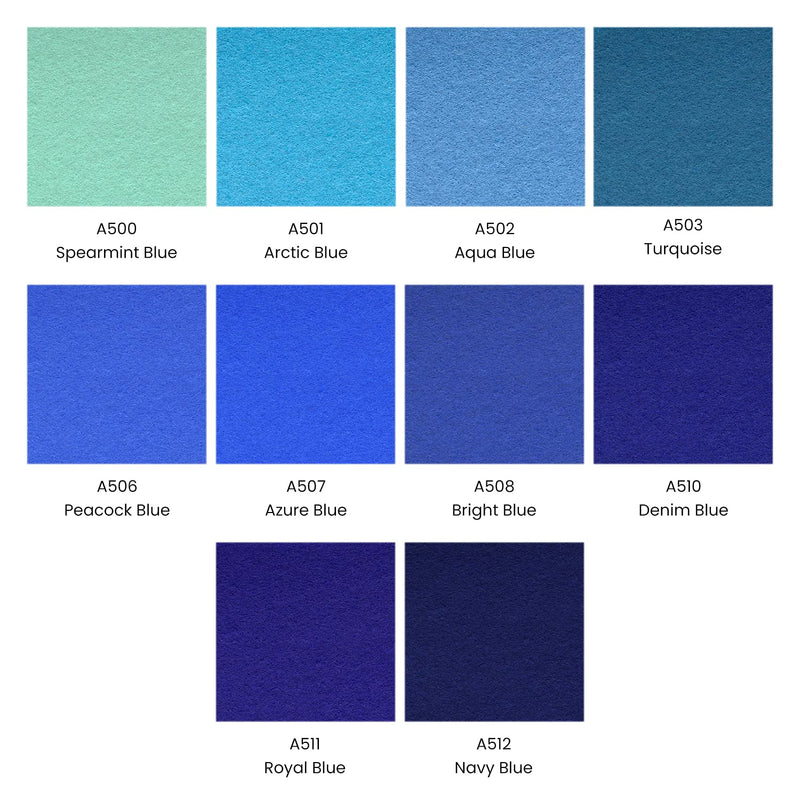 Arteza Blue Felt Fabric Sheets, Set of 50, 8.3 x 11.8 inches, 10 Tones, Soft and Stiff Felt Squares for Creating Toys, Home Decor, Sewing and Craft Projects 10 Blue Tones - NewNest Australia