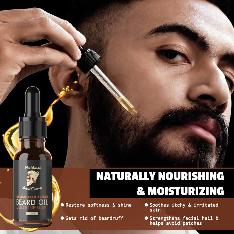 Red-Blooded Cologne Scented Beard Oil for Men - And helps your beard and skin look, feel and smell irresistible - Vegan - NewNest Australia