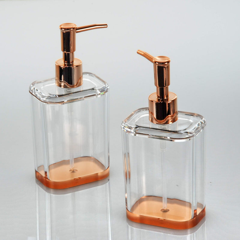 COM.TOP-Acrylic Soap Dispenser Set, Bathroom Accessories Set, Countertop Dispenser for Liquid Soap or Lotion (Rose Gold/Clear) Rose Gold/Clear - NewNest Australia