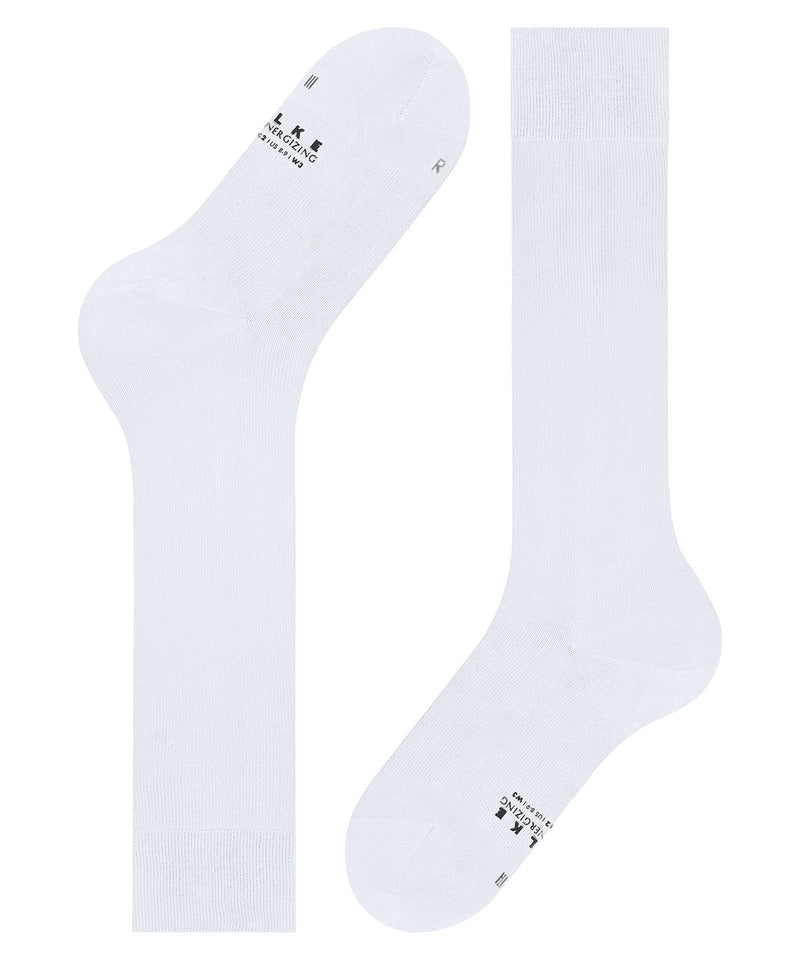 Falke Lufthansa Travel & Comfort Men'S Ultra Energizing Knee Socks Cotton Black White Many Other Colors Support Stockings Without Pattern Strong Compression Travel Long Standing Flights 1 Pair, White (White 2000) - NewNest Australia