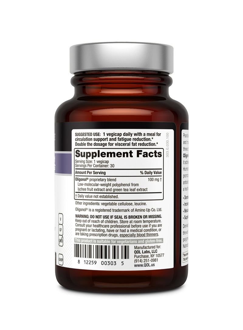 Quality of Life - Premium Anti Aging Supplement- Promotes Cardiovascular Health, Circulation & Youth - Oligonol - Includes Antioxidants- Lychee Fruit Extract - 30 Vegicaps - NewNest Australia
