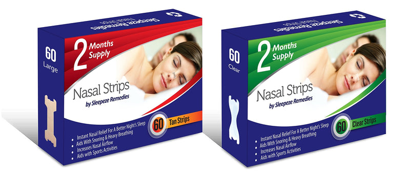 Nasal Strips Large, Clear (x 60 Pack) Nose Strips to Stop Snoring, Snore Strip to Help You Breathe Through Your Nose, Snore Stopper, Anti Snoring Breathing aids for Sleep by Sleepeze Remedies - NewNest Australia
