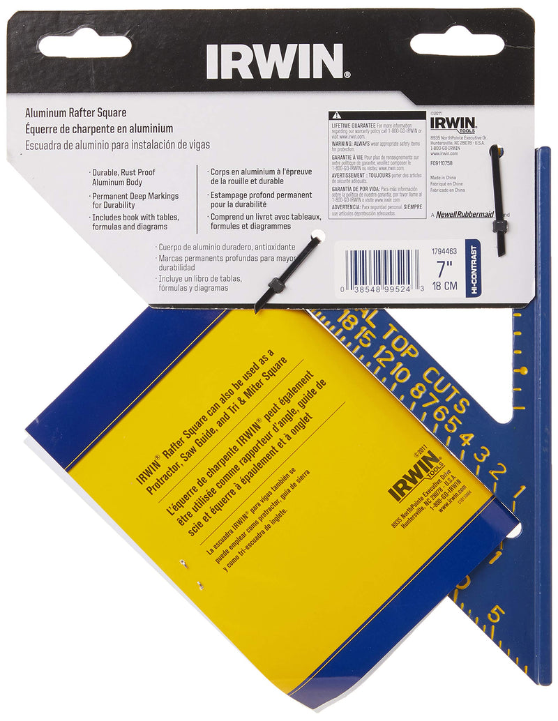 IRWIN Tools Rafter Square, Hi-Contrast Aluminum, Blue , 7-Inch (1794463) - NewNest Australia