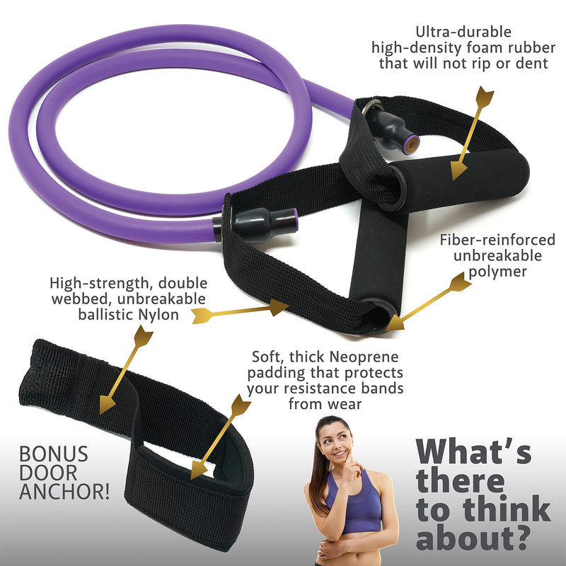 TRIBE Single Resistance Bands Set, Exercise Bands, Workout Bands with Fitness Band, Handles, Door Anchor & eBook for Resistance Training, Physical Therapy, Gym & Home Workout Gear. One Single Band Set (A) Ultra Light I 05 LB - NewNest Australia