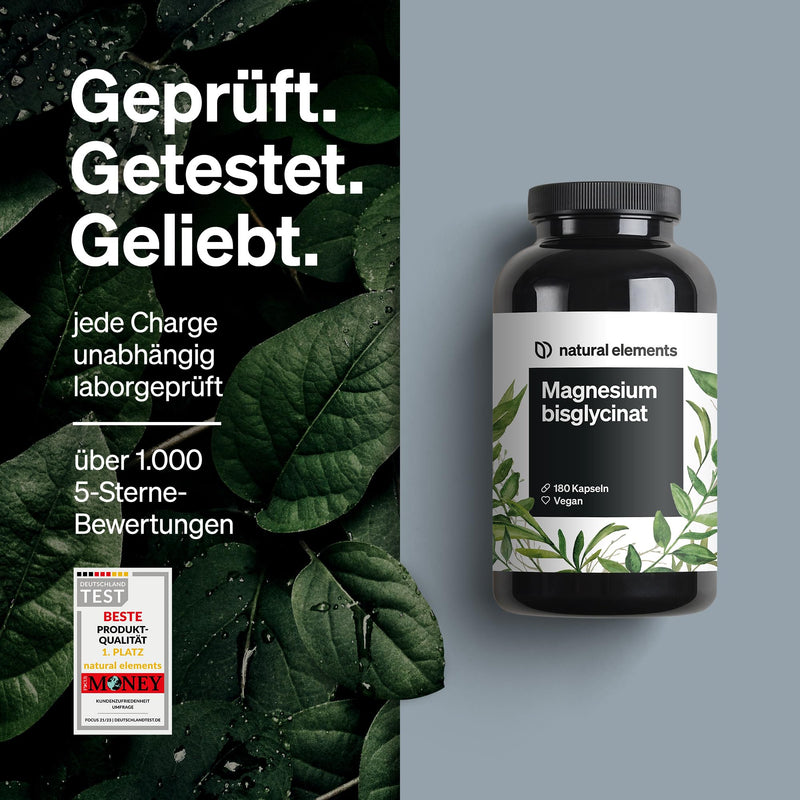 Magnesium bisglycinate - Premium: Chelated magnesium - 180 capsules - 100mg elemental magnesium per capsule - Laboratory tested, vegan, high dosage - NewNest Australia