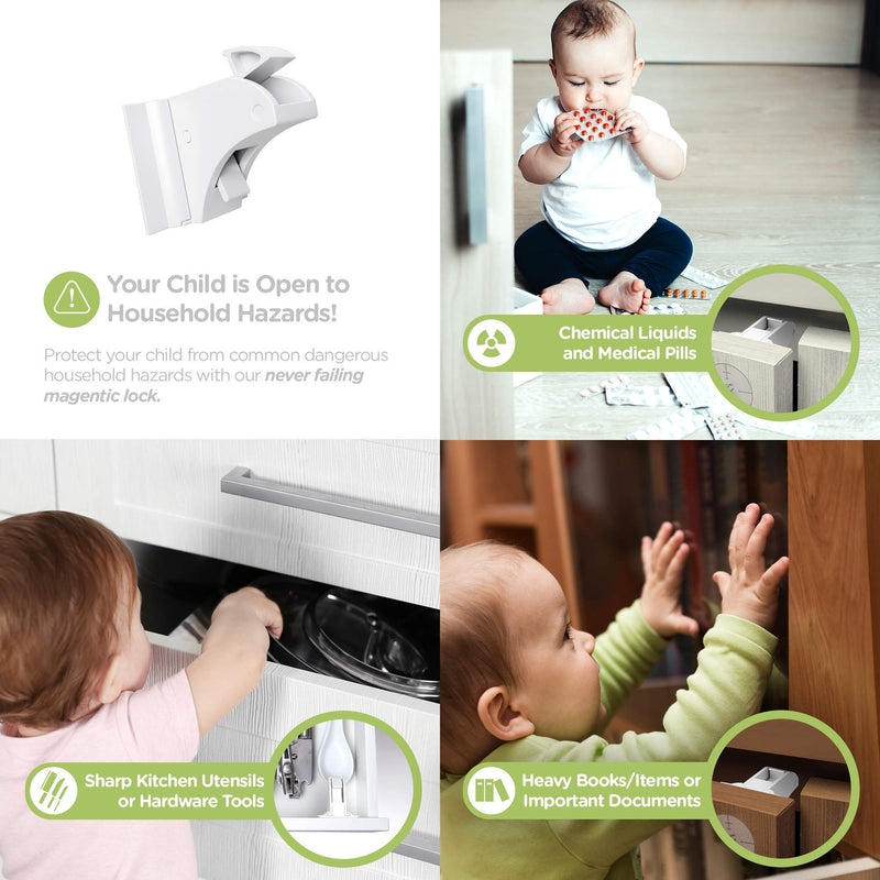 Magnetic Cabinet Locks (12-Pack 2 Keys) Baby Proofing & Child Safety by Skyla Homes - The Safest, Quickest and Easiest Multi-Purpose 3M Adhesive Child Proof Latches, No Screws or Tools Needed 12 Count (Pack of 1) - NewNest Australia