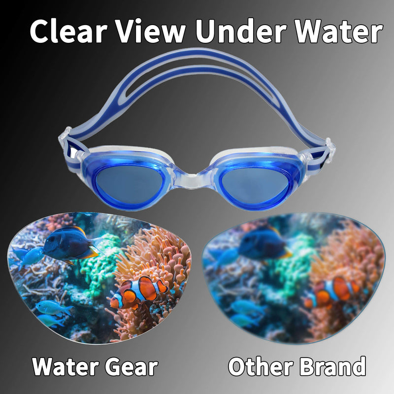 Water Gear Anti-Fog Goggles - Women and Mens Swimming Goggles - Great for Pool and Diving - Comfortable and Clear Vision Blue - NewNest Australia