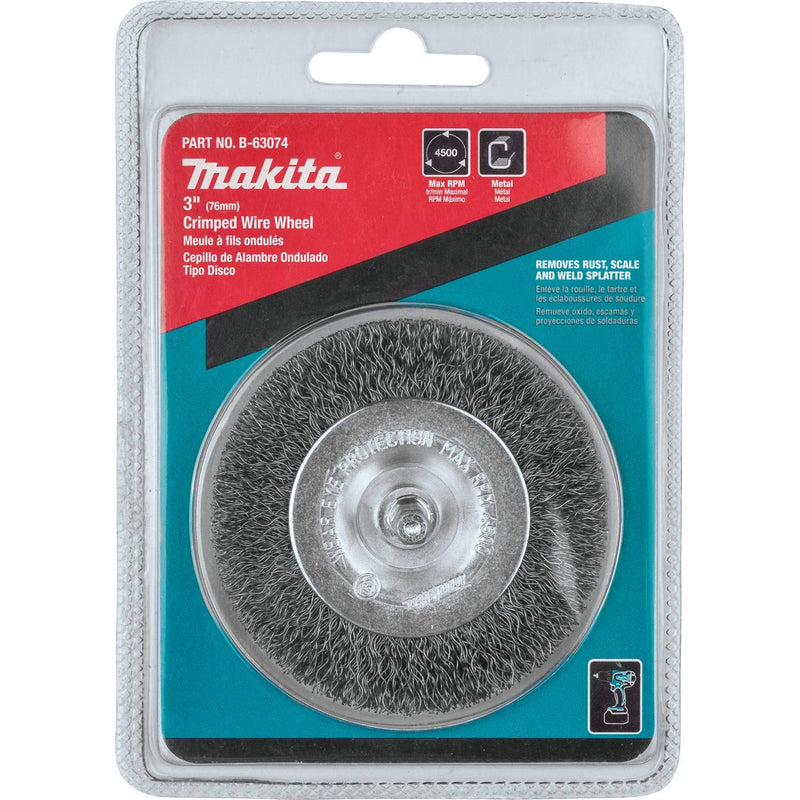 Makita B-63074 3" Crimped Wire Wheel, 1/4" Hex Shank - NewNest Australia