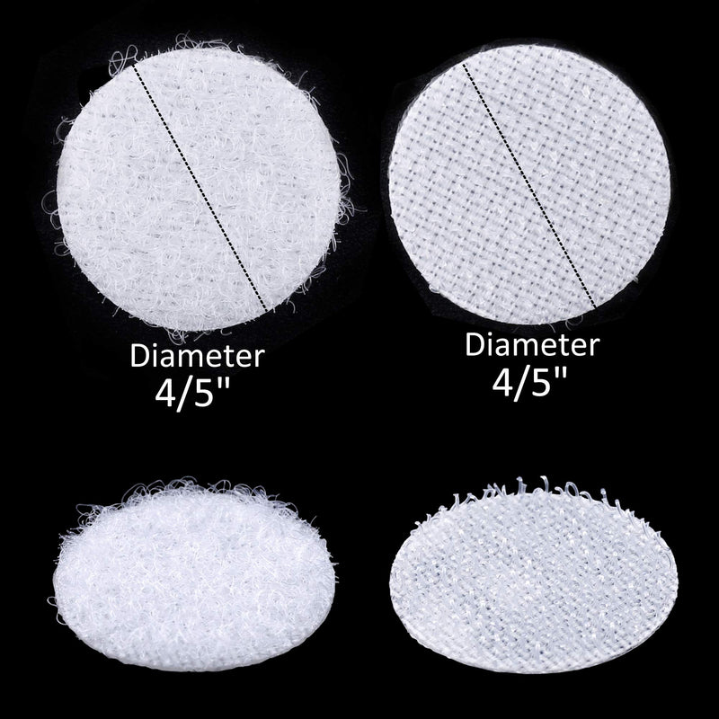 640pcs 3/4" (20mm) Diameter White Sticky Back Coins Hook and Loop Self Adhesive Dots Tapes (640) 640 - NewNest Australia