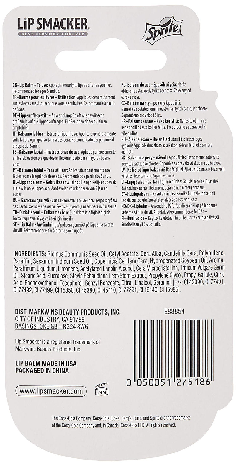 Lip Smacker - Coca-Cola Collection - Sprite Lip Balm for Kids - Sprite Flavour - Sweet Gift for Your Friends - Single Blister Pack - NewNest Australia