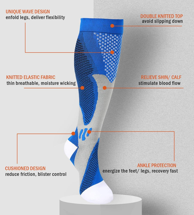 Gcbiger Compression Socks (3 Pairs) for Men Circulation 20-30 mmHg Medical Compression Socks Women Breastfeeding - NewNest Australia