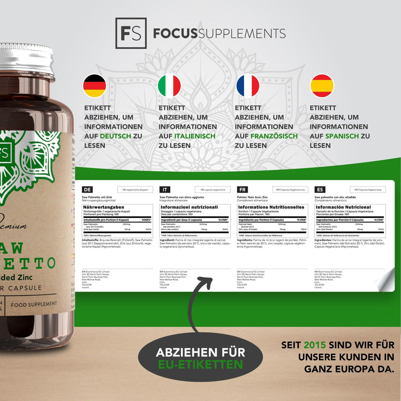 Fs Saw Palmetto Extract High Dose Capsules Saw Palmetto 320 Mg 20:1 Extract With Zinc - 180 Vegan Capsules For Prostate Health Milk, Gluten And Allergen Free | Non-Gmo | Iso Certified - NewNest Australia