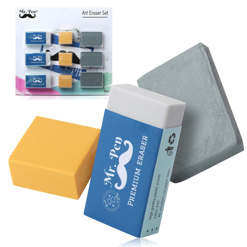 Mr. Pen Eraser Set with Kneaded Erasers, Gum Erasers and Pencil Erasers, Pack of 9 - NewNest Australia