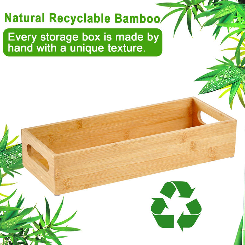 Vitviti Toilet Paper Storage, Bamboo Tray with Handles, Toilet Tissue Holder Organizer Box, for Bathroom/Toilet Tank/Kitchen Counter, Natural - NewNest Australia