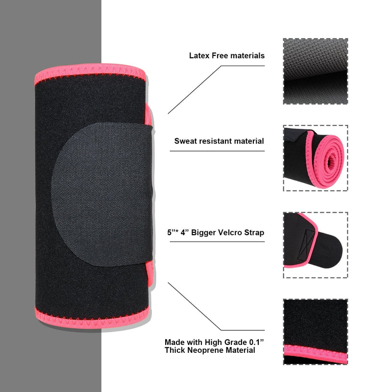 Biange Waist Trainer for Women Men Sweat Belt Waist Trimmer Belly Band Stomach Wraps- with Mesh Bag 1 * Pink & Black M(38” x 8”) - NewNest Australia