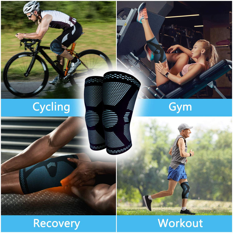2 Pack Knee Support - Knee Compression Sleeves for Men & Women, Knee Brace for Working Out, Running, Basketball, Gym, Weightlifting, Workout, for Arthritis Joint Pain Relief Size XXL Blue 2X-Large (1 Pair) - NewNest Australia