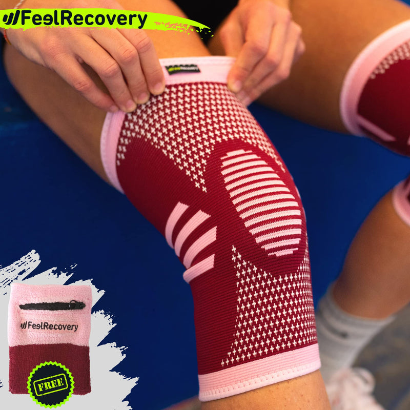Pack Of 2 Knee Supports For Men & Women - Compression Knee Support Sports For Knee Pain - Knee Brace For Osteoarthritis & Meniscus - Breathable & Non-Slip (M, Bordeaux) - NewNest Australia