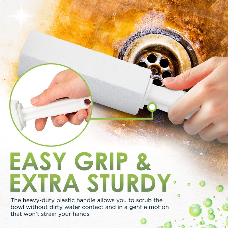 Powerstone Pumice Stone Toilet Bowl Cleaner w/Handle (1-Pack) - Removes Limescale & Hard Water Stains - Toilet Brush/Grills/Tile/Grout/Swimming Pool 1 Count (Pack of 1) - NewNest Australia