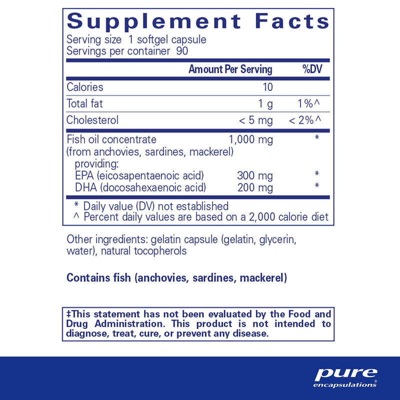 Pure Encapsulations EPA/DHA Essentials | Fish Oil Concentrate Supplement to Support Cardiovascular Health and Daily Wellness* | 90 Softgel Capsules 90 Count (Pack of 1) - NewNest Australia