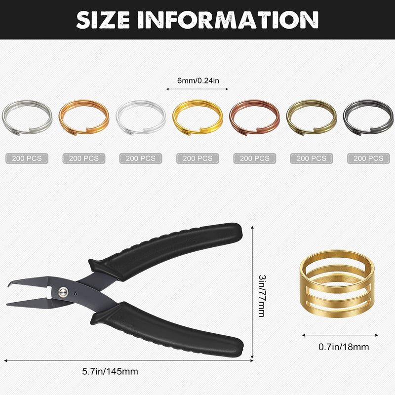 Hotop 1402 Pieces Split Jump Rings Set, Double Closed Jump Ring MultiColor Jewelry Split Rings with Craft Jump Loop Opener and Split Ring Plier for DIY Necklace Bracelet Craft Making, Multi Colors - NewNest Australia