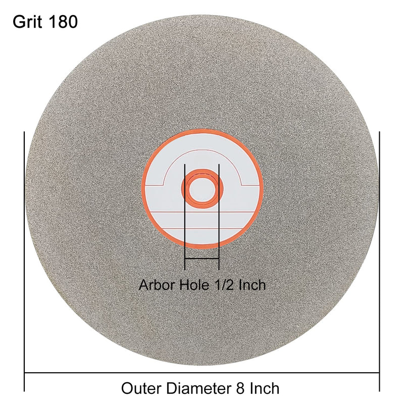 CAQUXIL Diamond Flat Lap Disc 8 Inch 180 Grit, 1/2 Inch Arbor, Diamond Flat Lap Wheel for Gemstone Glass Ceramics, Grinding Sanding Disc Lapping Polishing Disc Grit 180 - NewNest Australia