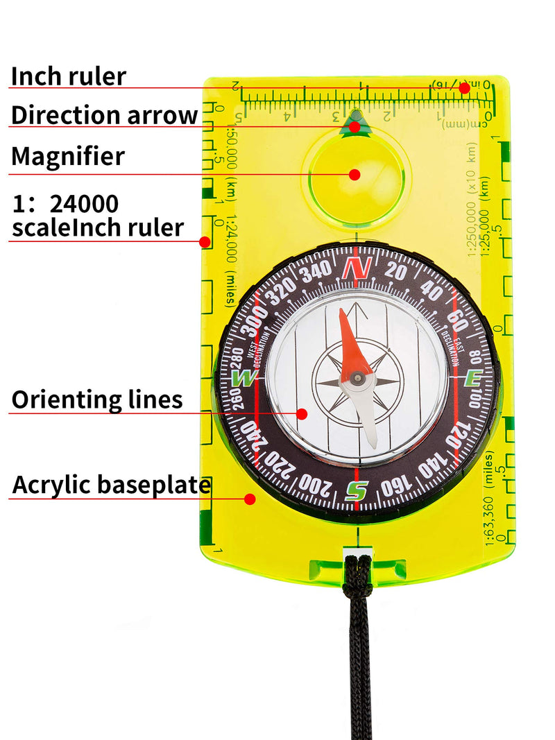 Gejoy 4 Pieces Navigation Hiking Compass Orienteering Backpacking Compass Waterproof Map Reading Compass for Boy Scout Kids Outdoor Camping (Style 1) - NewNest Australia