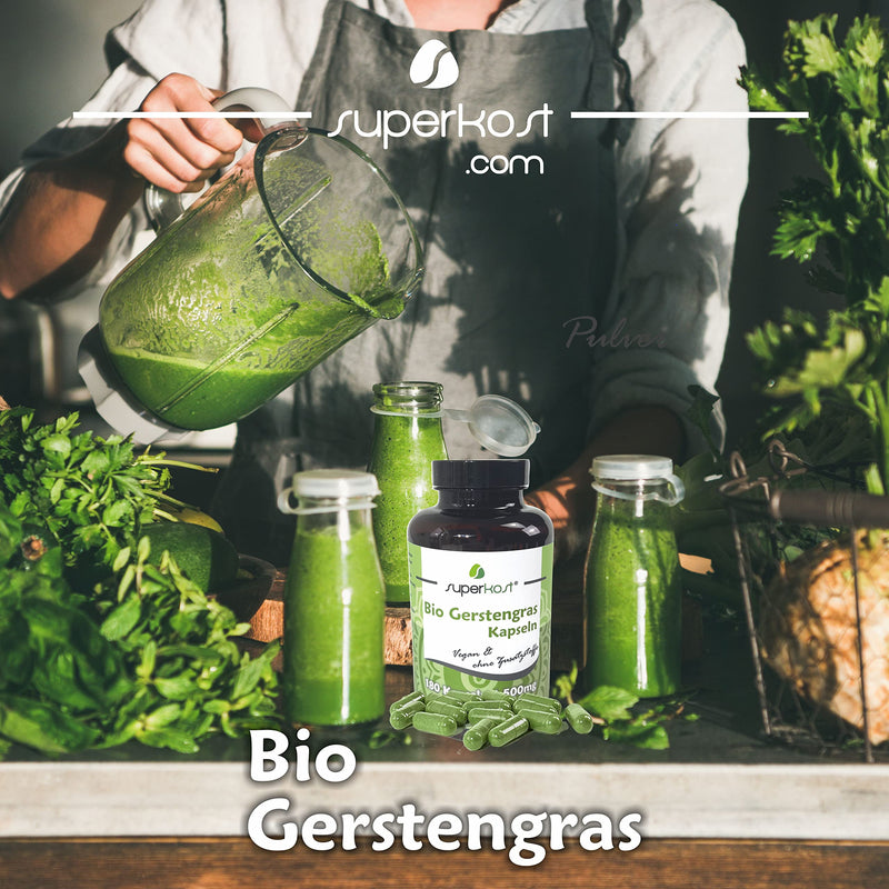 Superkost ORGANIC Barley Grass Powder Organically Grown in Bavaria, Germany, with Laboratory Test Seal, Raw Food Quality, Pack of 1 (1 x 500 g) - NewNest Australia
