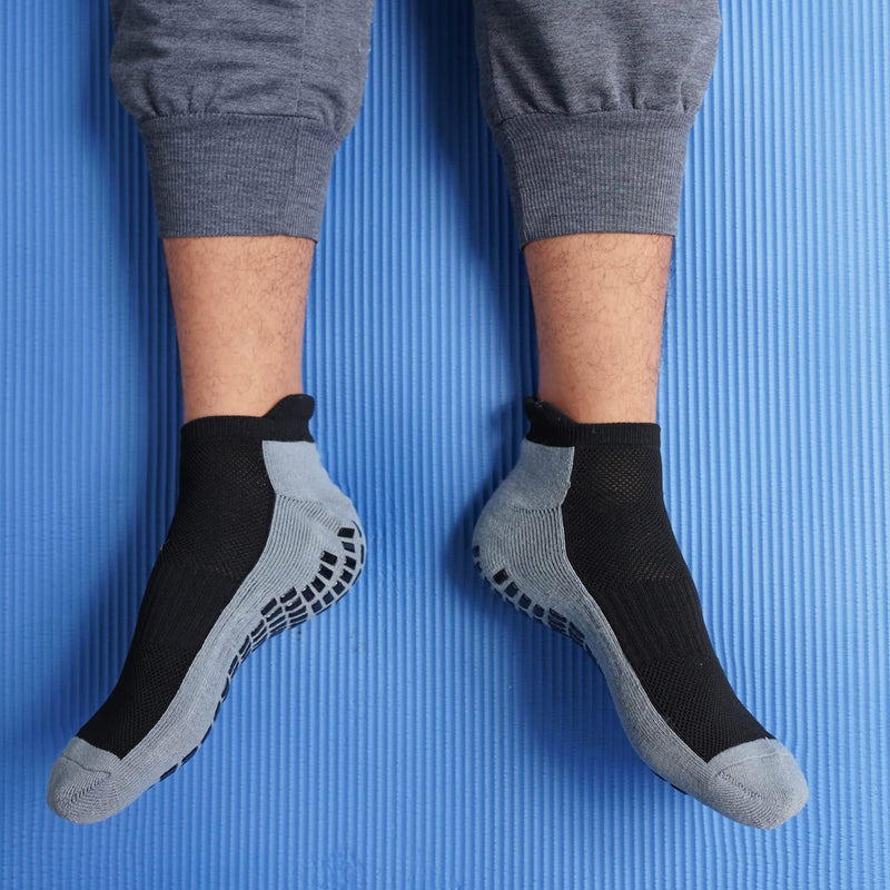 RATIVE Super Grips Anti Slip Non Skid Yoga Hospital Socks for Adults Men Women X-Large 3-pairs/Black - NewNest Australia