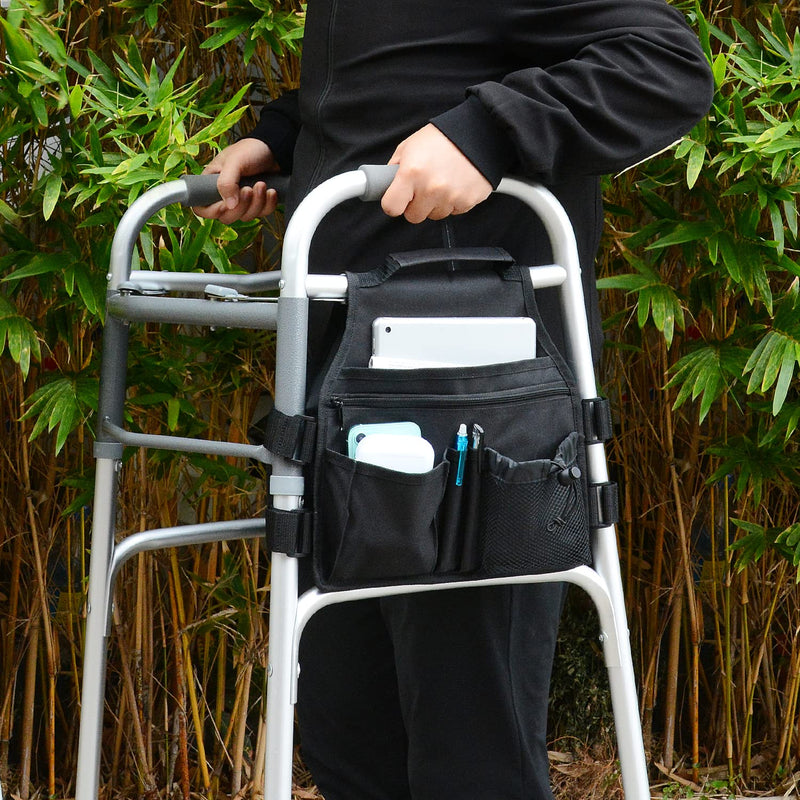 supregear Side Walking Frame Bag, Walker Side Access Bag Organizer Pouch Tote with Handle Multifunction Walker Side Accessory for Most Walker with Side Bar, Easy to Install and Lightweight (Black) Black - NewNest Australia